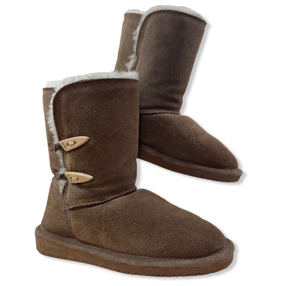 BearPaw Shoes - BearPaw Abigail Suede Sheepskin Lined Tan Boots